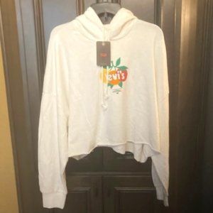 Levi's Citrus Poster White Long Sleeves Cropped Graphic Hoodie